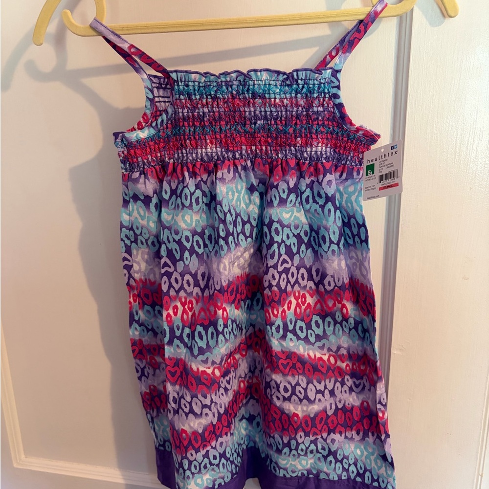 healthtex Girls Smocked Dress in Blue, Purple & Pink